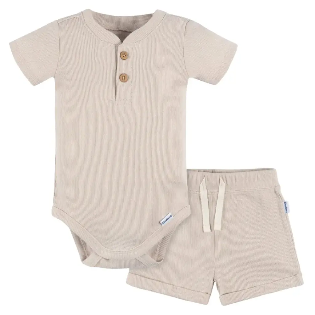 Gerber Bodysuit & Shorts Set Beige