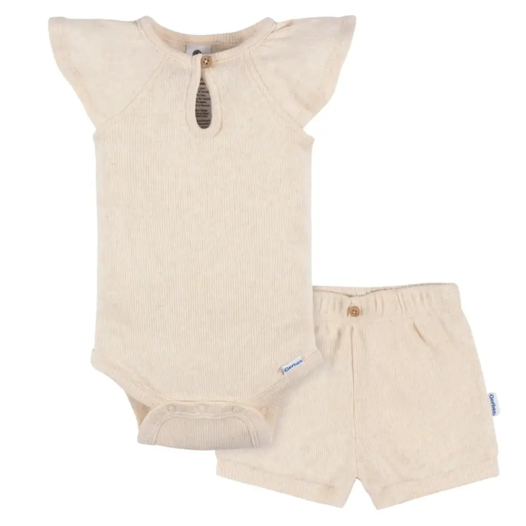 Gerber Bodysuit & Shorts Set Oatmeal