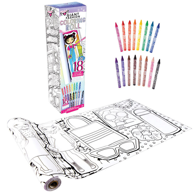 Colouring Roll w/Crayons - Fashion