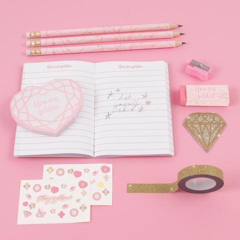 Pink &amp; Gold Deluxe Stationery Set