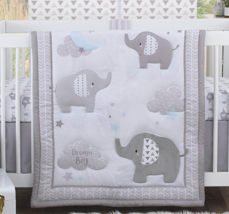 Elephant Stroll 3pc Crib Bedding Set