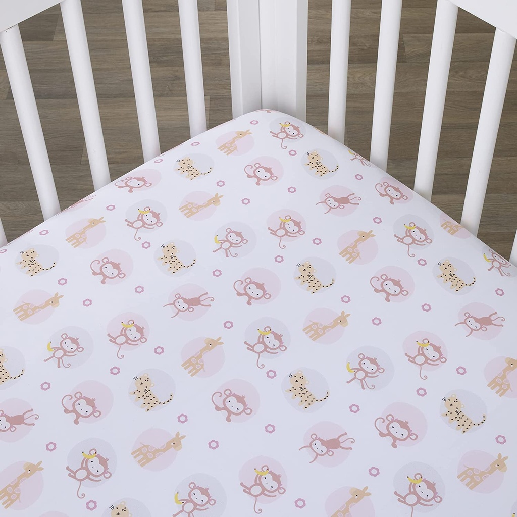 Sweet Jungle Friends Fitted Crib Sheet
