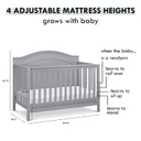 Charlie 4-in-1 Convertible Crib Grey