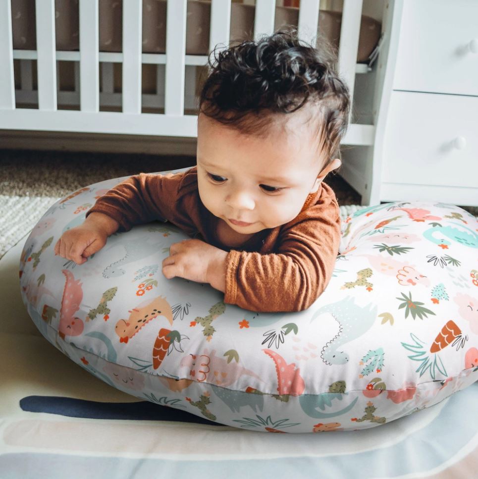 Boppy Pillow with Cover Blush Baby Dino