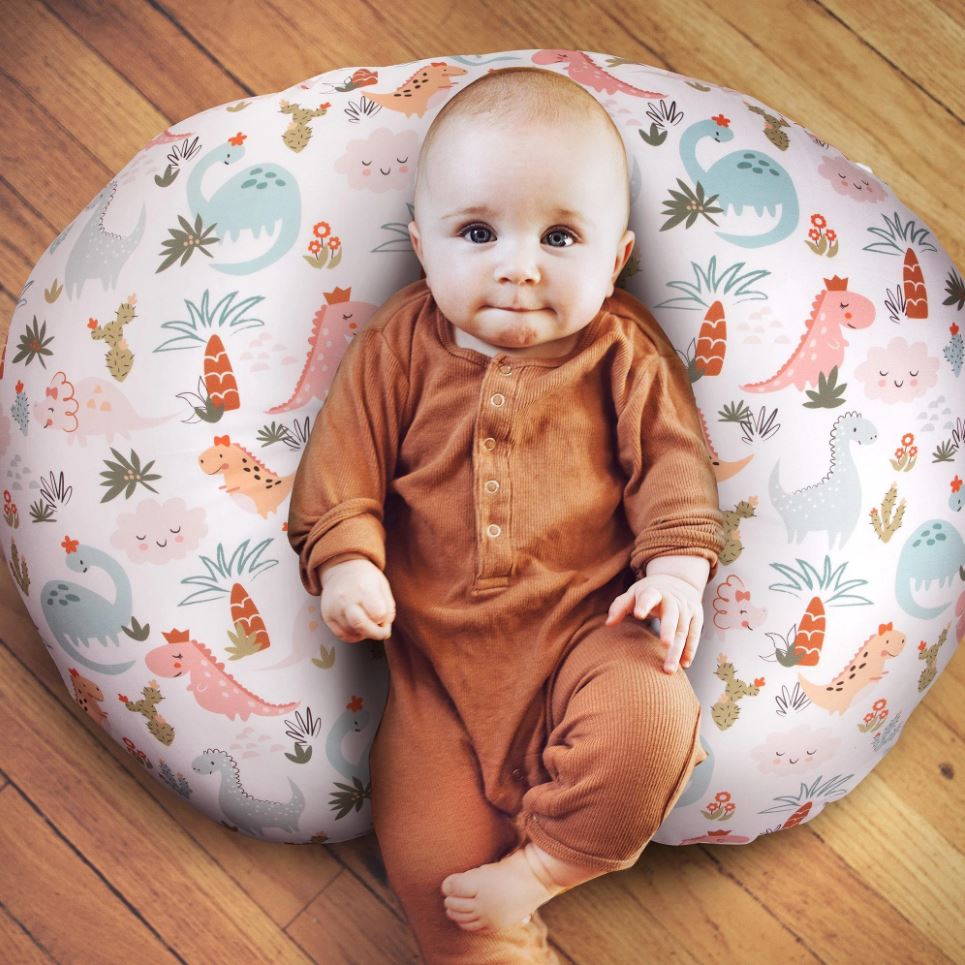 Boppy Pillow with Cover Blush Baby Dino