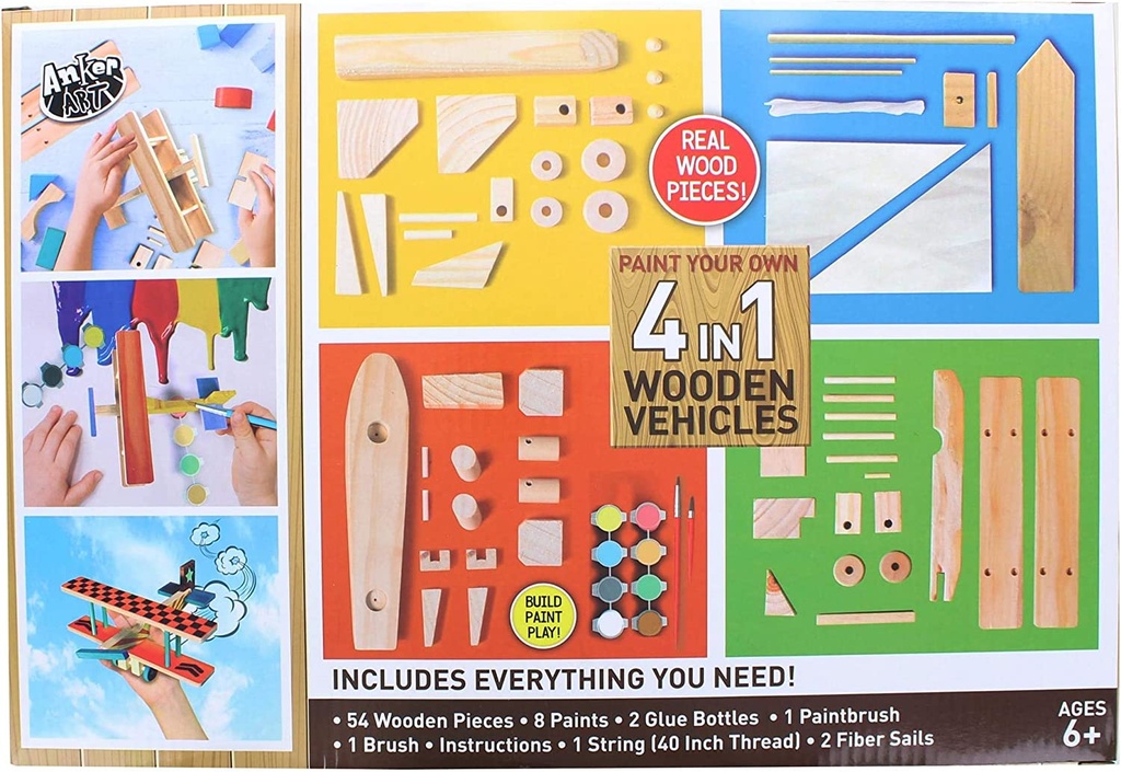 Paint Your Own 4 in 1 Wooden Vehicles
