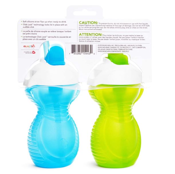 Munchkin Click Lock Straw Cup 9oz 2pk