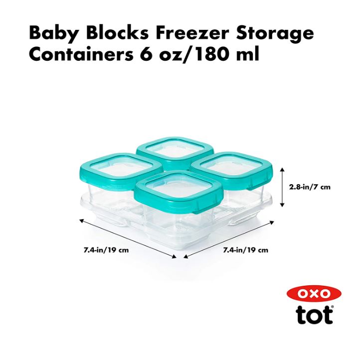 OXO Tot Baby Blocks Freezer Storage Containers 6oz - Teal