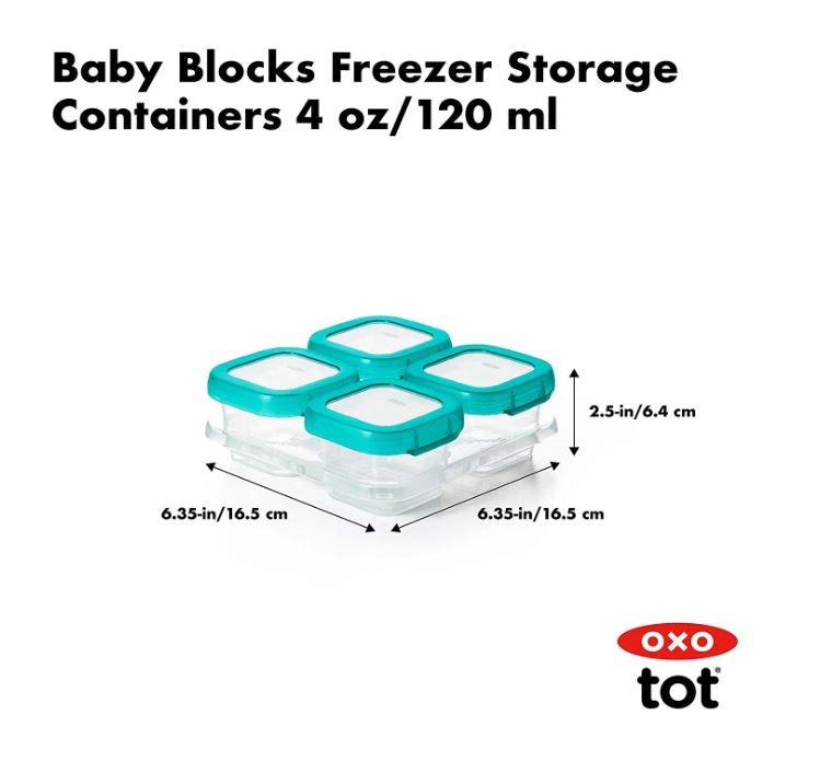 OXO Tot Baby Blocks Freezer Storage Containers 4oz - Teal