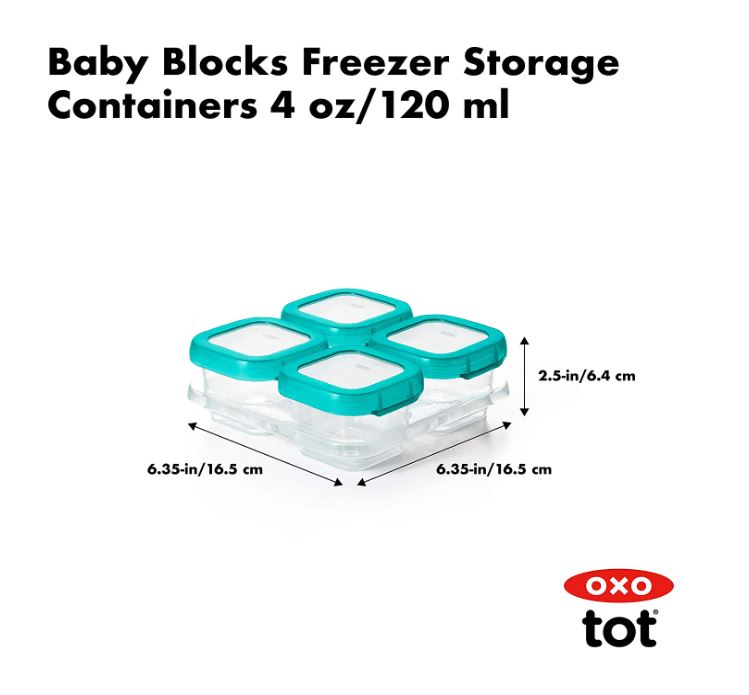 OXO Tot Baby Blocks Freezer Storage Containers 4oz - Teal