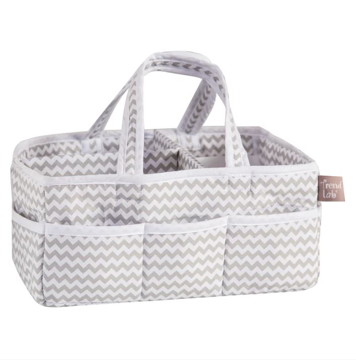 Dove Gray Chevron Storage Caddy