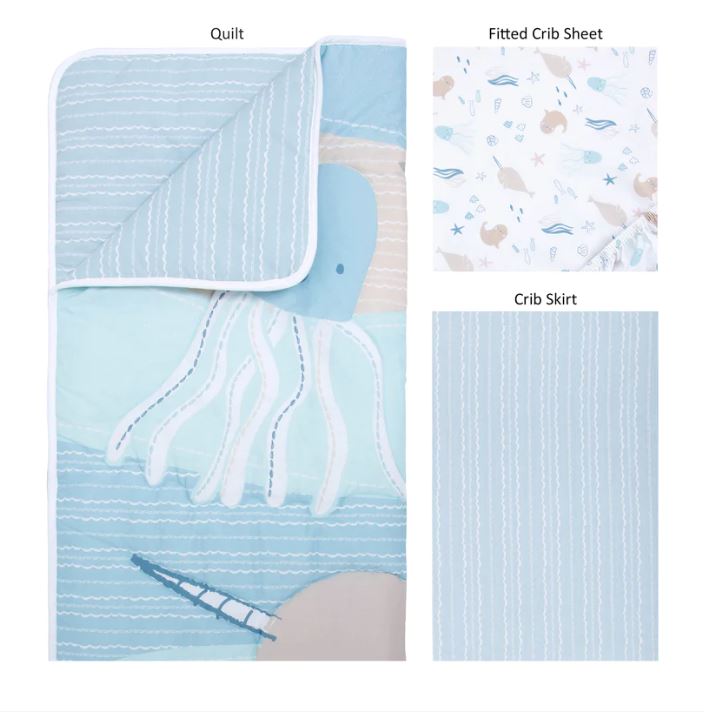 Sea Babies 3pc Crib Bedding Set