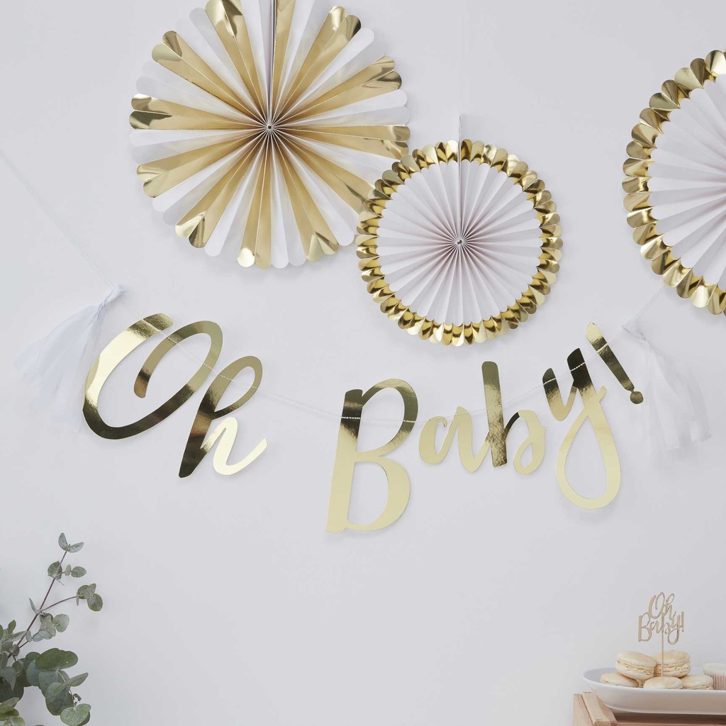 Gold Oh Baby! Baby Shower Bunting