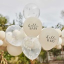 Hello Baby Taupe and Cloud Confetti Balloons 5pc