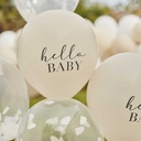 Hello Baby Taupe and Cloud Confetti Balloons 5pc