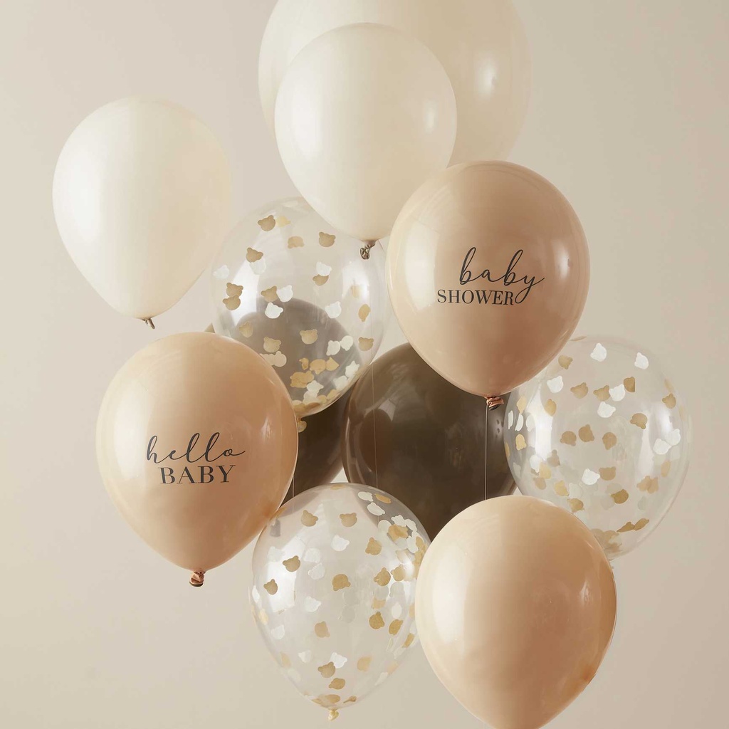 Taupe & Brown Baby Shower Balloons 11pc