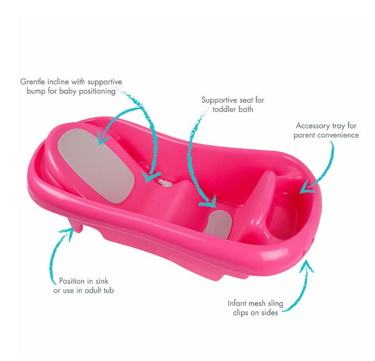 Infant To Toddler Tub with Sling Pink