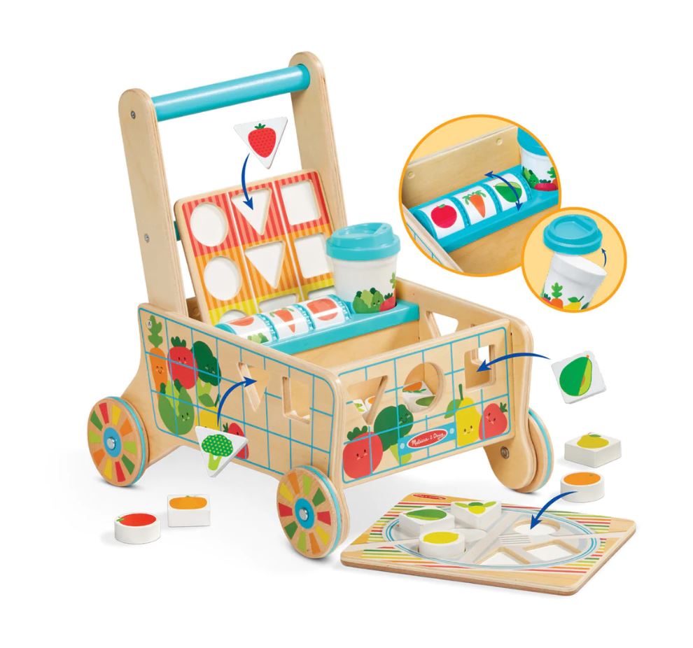 Wooden Shape Sorter Grocery Cart