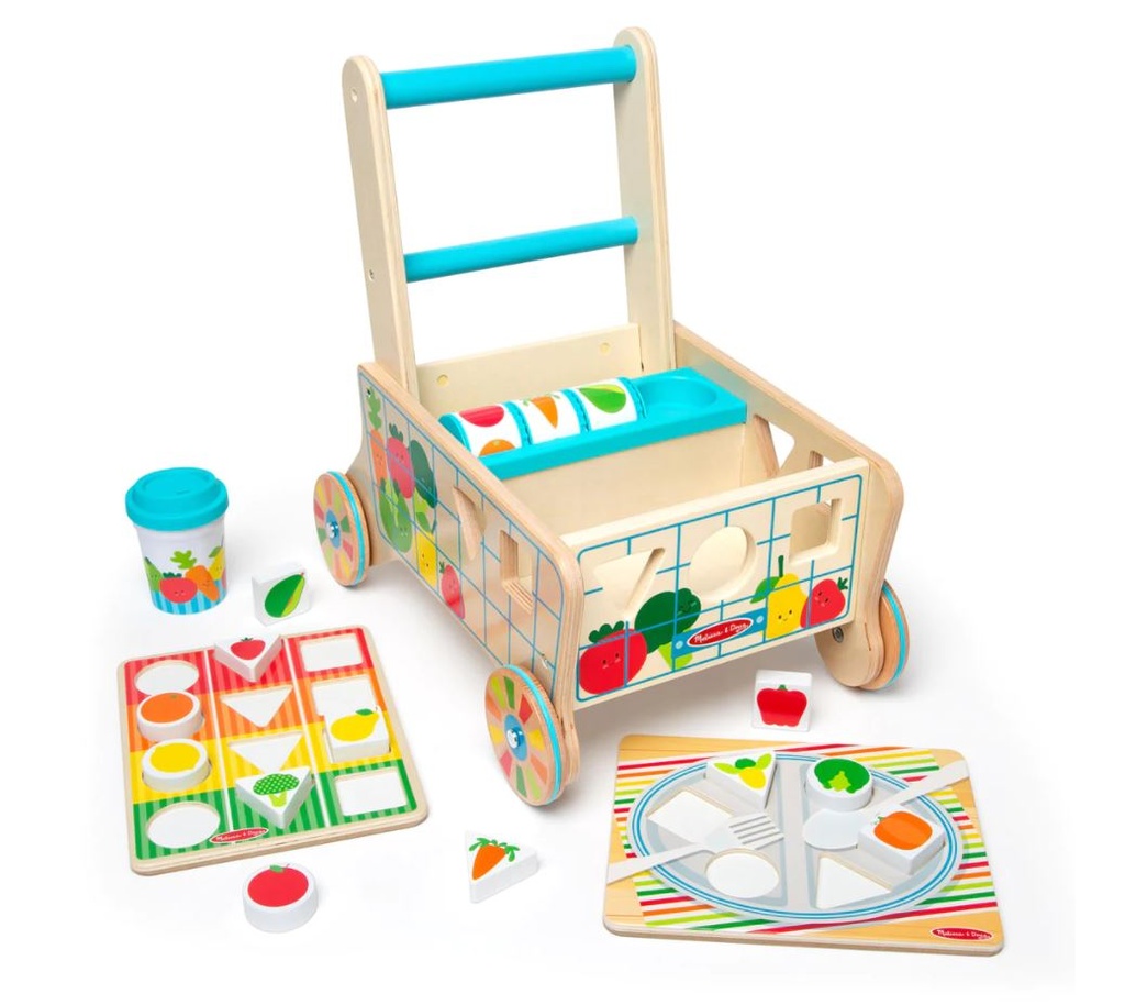 Wooden Shape Sorter Grocery Cart