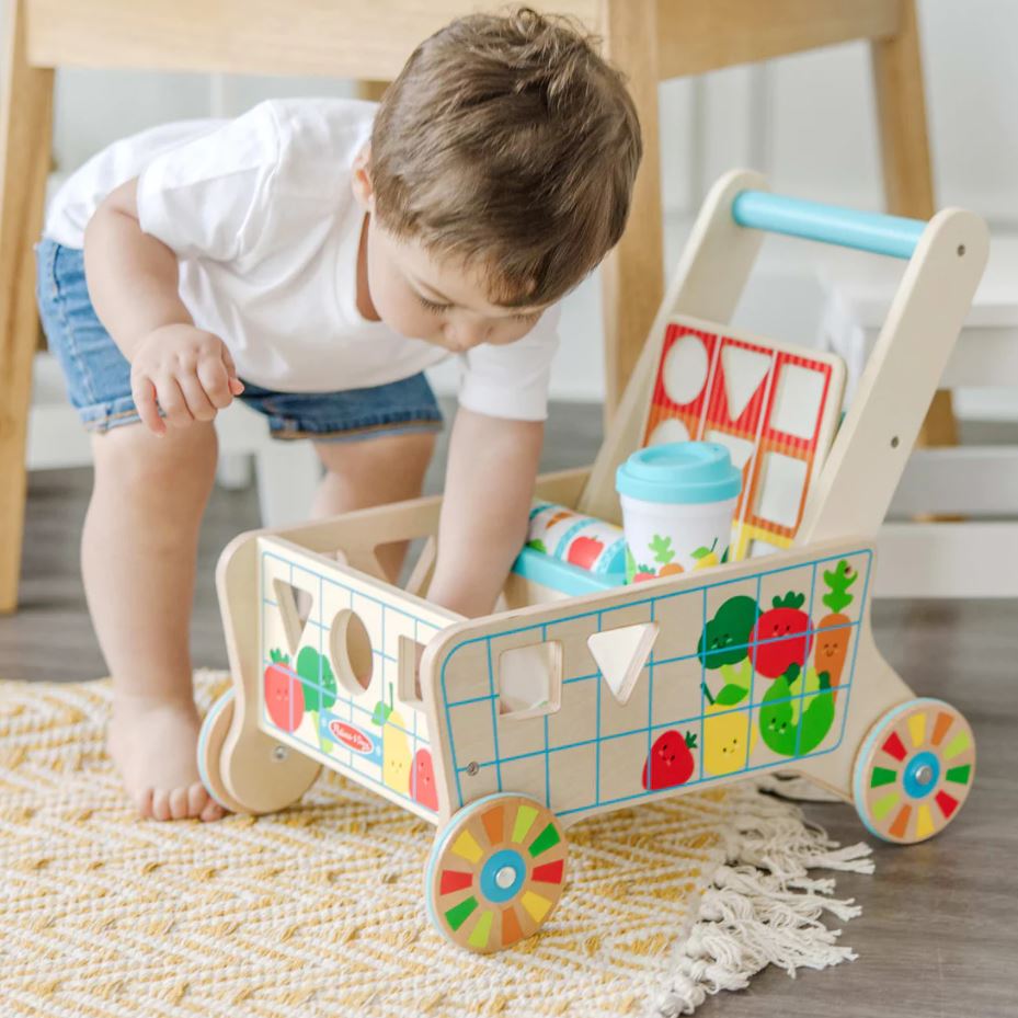 Wooden Shape Sorter Grocery Cart