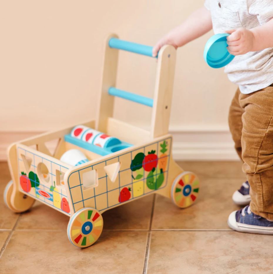 Wooden Shape Sorter Grocery Cart