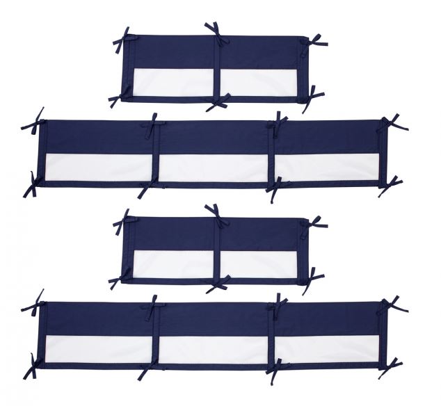 Navy White Crib Liner
