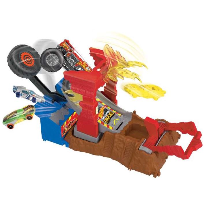 Hot Wheels Monster Trucks Fire Crash Challenge Playset