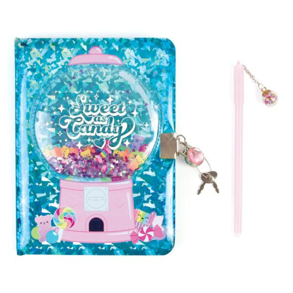 Bubble Gum Glitter Locking Journal with Pen