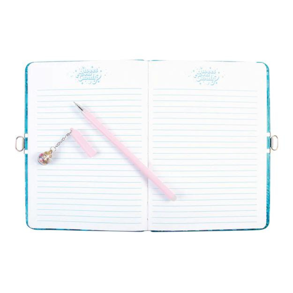 Bubble Gum Glitter Locking Journal with Pen