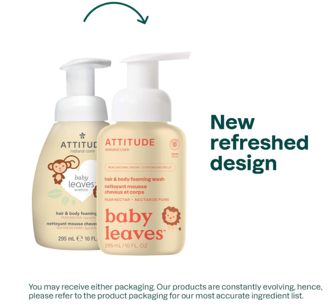 Attitude Baby Leaves 2-in-1 Hair & Body Foaming Wash Pear Nectar 10 fl. oz.