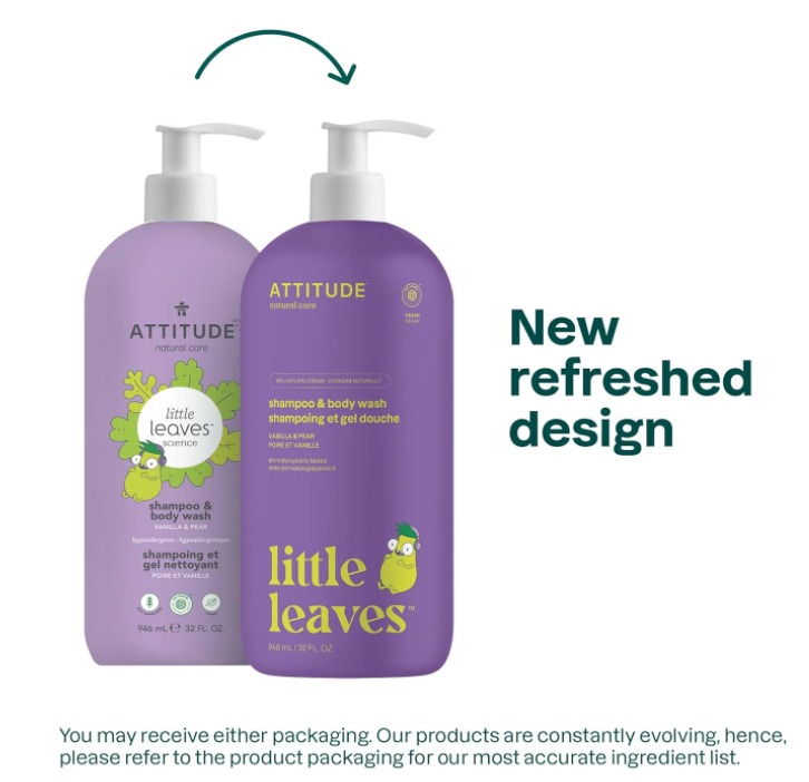 Attitude Little Leaves 2-in-1 Shampoo & Body Wash Vanilla and Pear 32 fl. oz.