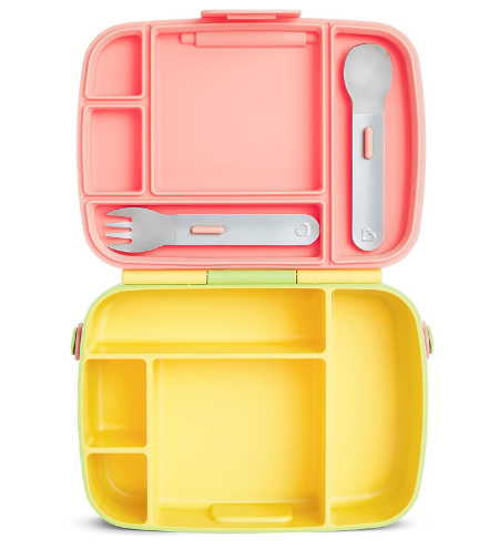 Munchkin Lunch Bento Box With Stainless Steel Utensils Yellow