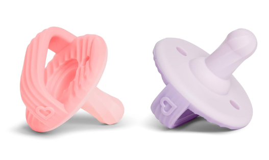 Munchkin Sili-Soothe & Teethe Silicone Pacifier + Teether 2pk Assorted