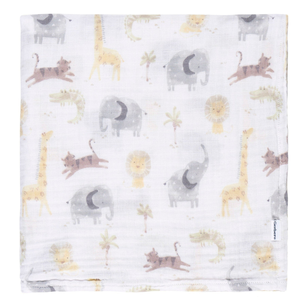 Gerber Muslin Blankets 2pk Neutral Animal Geo