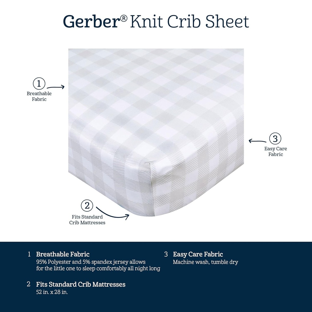 Gerber Knit Crib Sheet Neutral Animal Geo - Gray