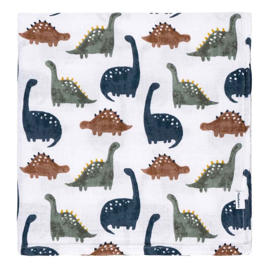 Gerber Dino Time Muslin Blankets 2 Pack