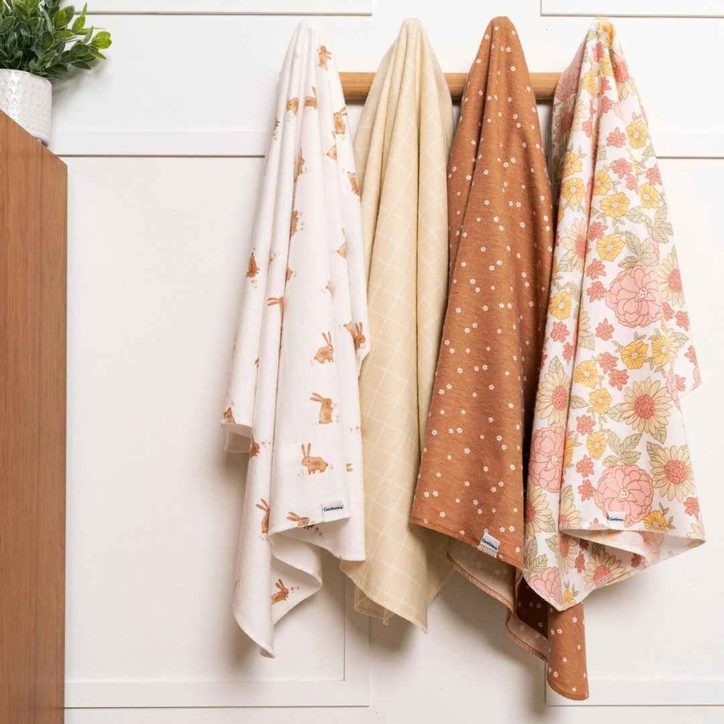 Gerber Retro Floral Flannel Blankets 4 Pack