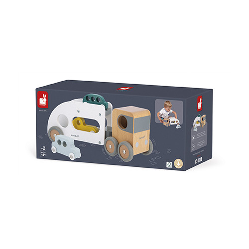 Wooden Car Carrier With 3 Vehicles