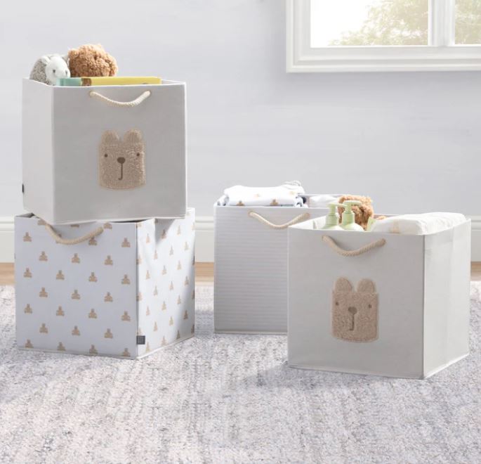Brannan Bear Fabric Storage Bins with Handles Tan 4 Pack