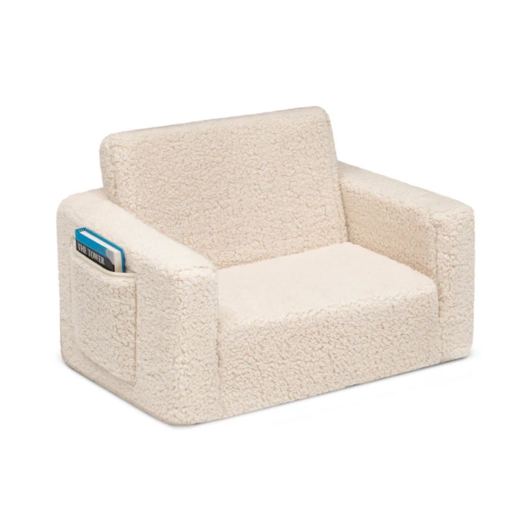 Cozee Convertible Chair to Lounger Cream Sherpa