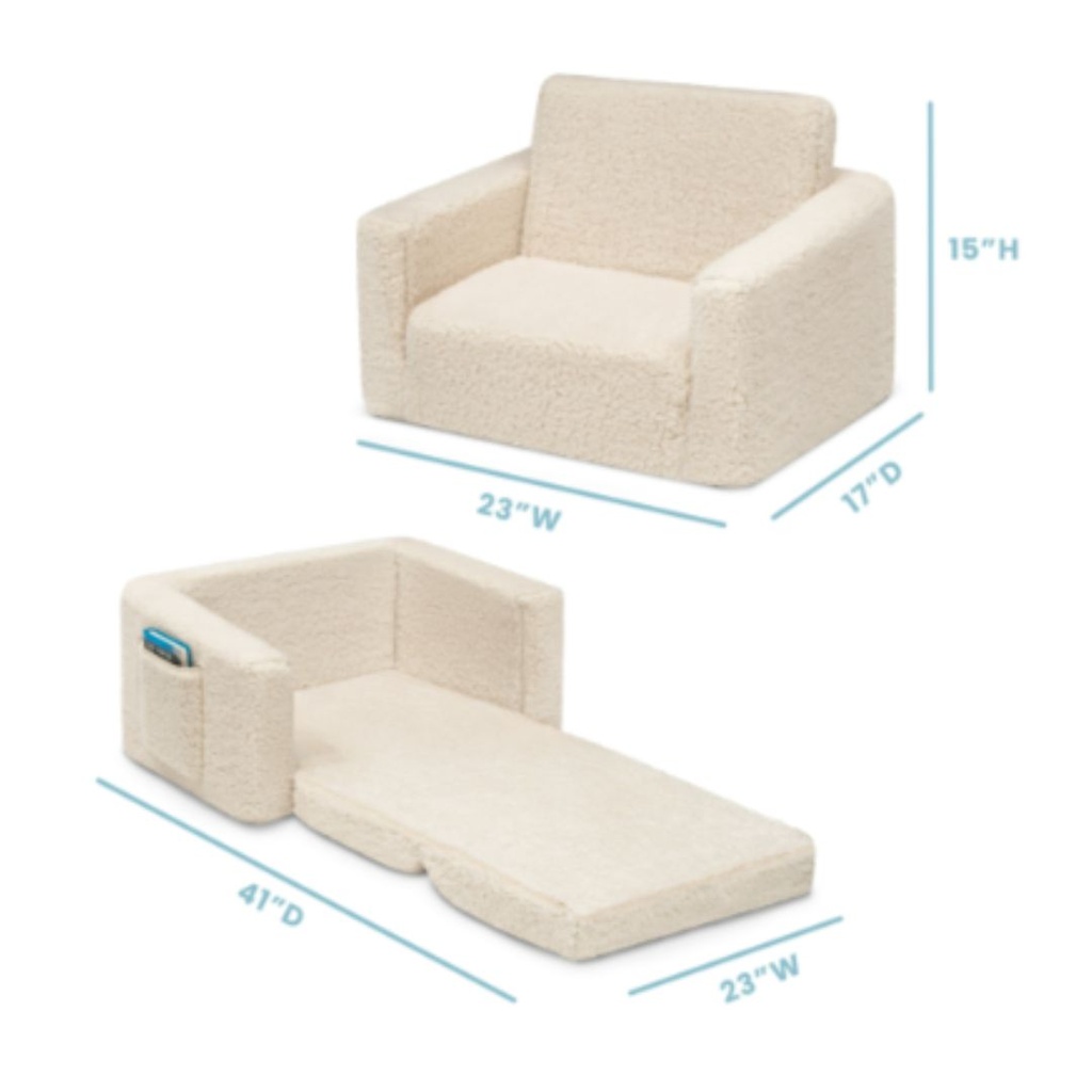 Cozee Convertible Chair to Lounger Cream Sherpa
