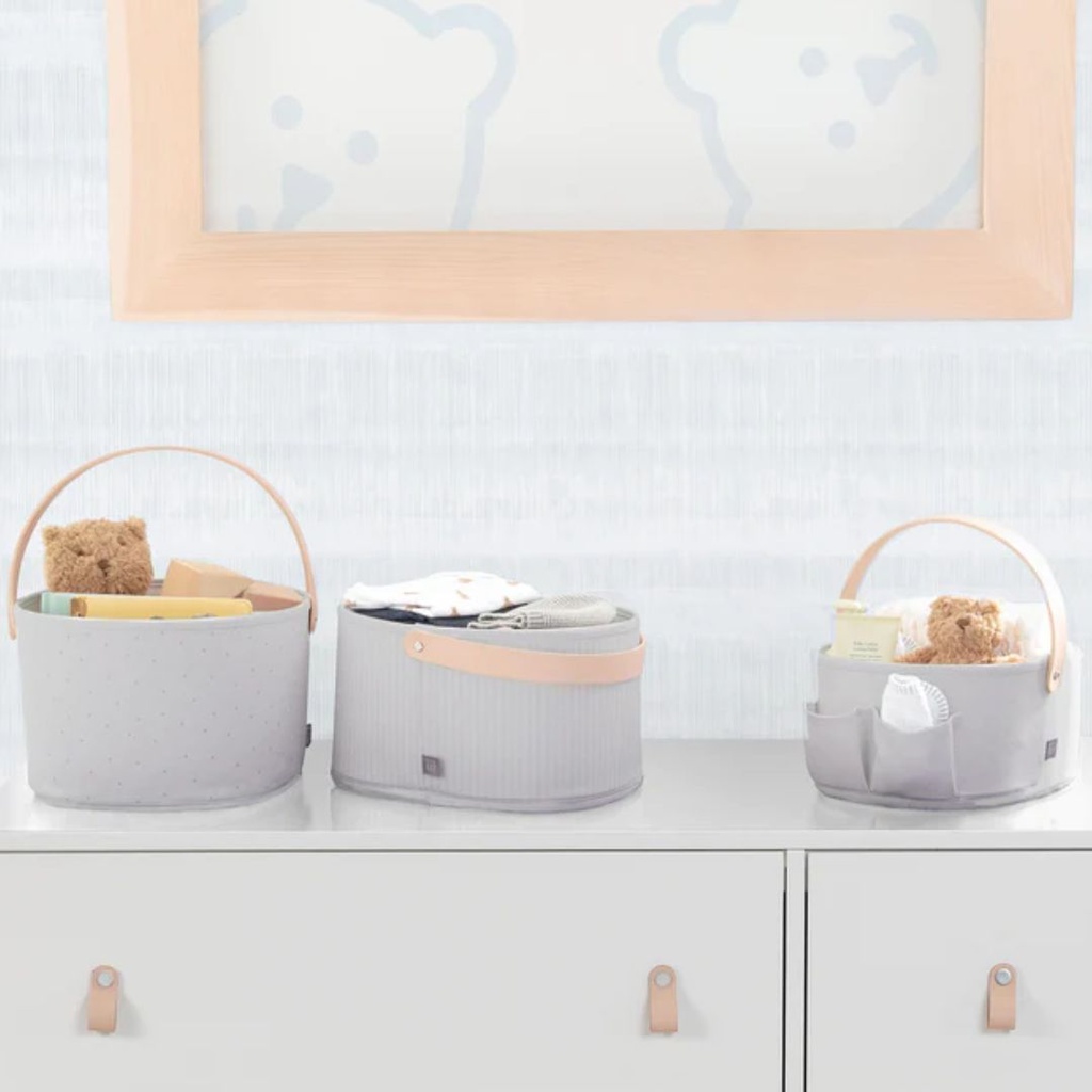 Nested Fabric Storage Bins with Handles Grey 3-Pack