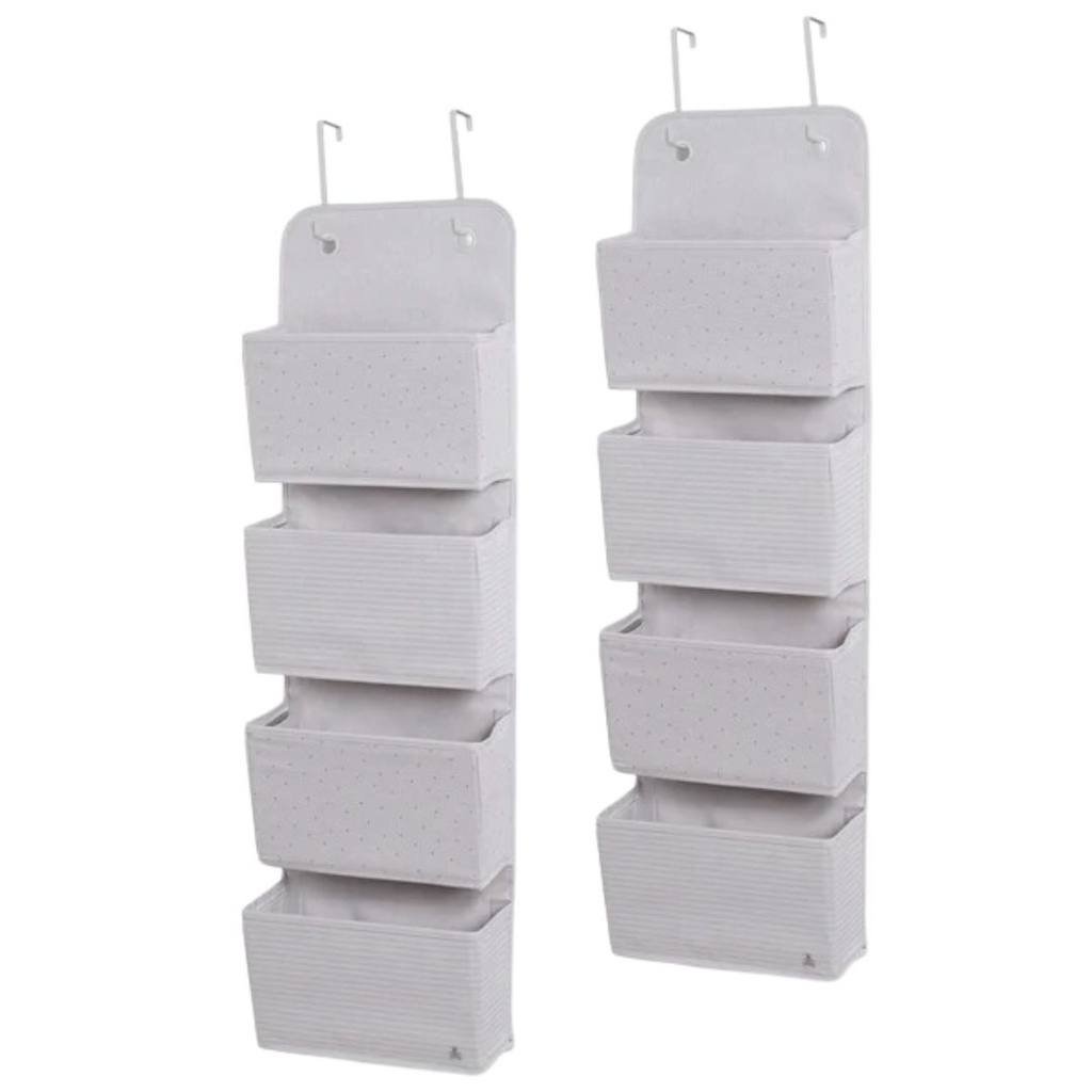 Over the Door Storage Organizer with 4 Pockets Grey 2-Pack
