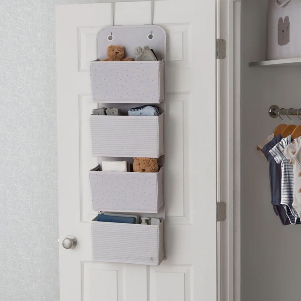 Over the Door Storage Organizer with 4 Pockets Grey 2-Pack