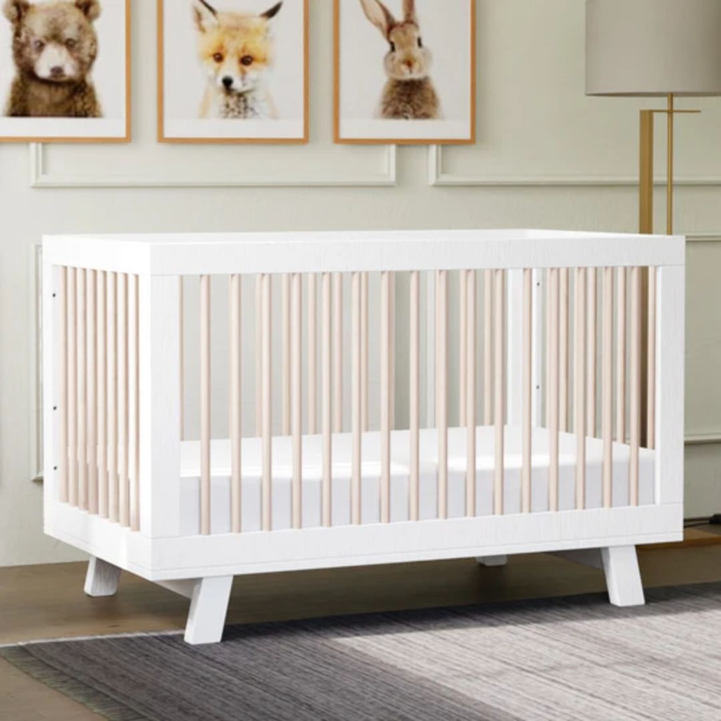 Babyletto Hudson 3-in-1 Convertible Crib With Toddler Bed Conversion Kit White Washed Natural