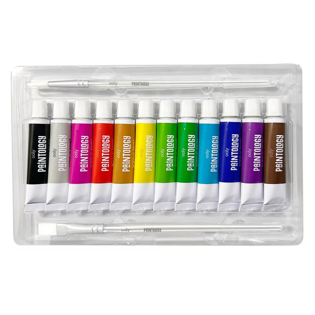 Paintology Acrylic Paints and Brush Set Classic Colors 14pc