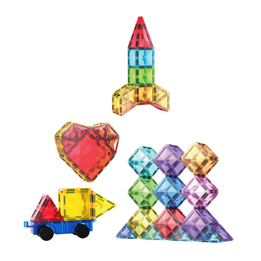 PicassoTiles Magnetic Building Block Set with Car 80pc
