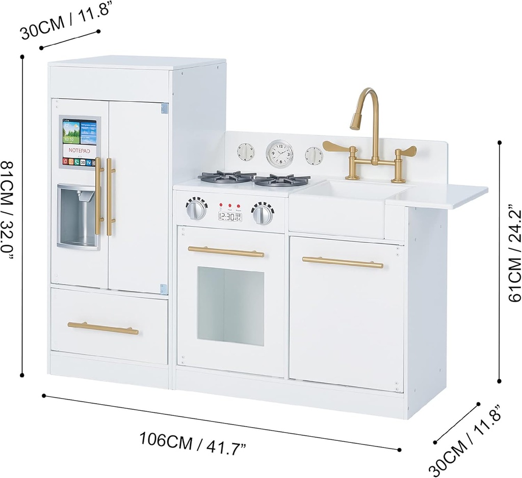 Little Chef Charlotte Modern Play Kitchen White and Gold