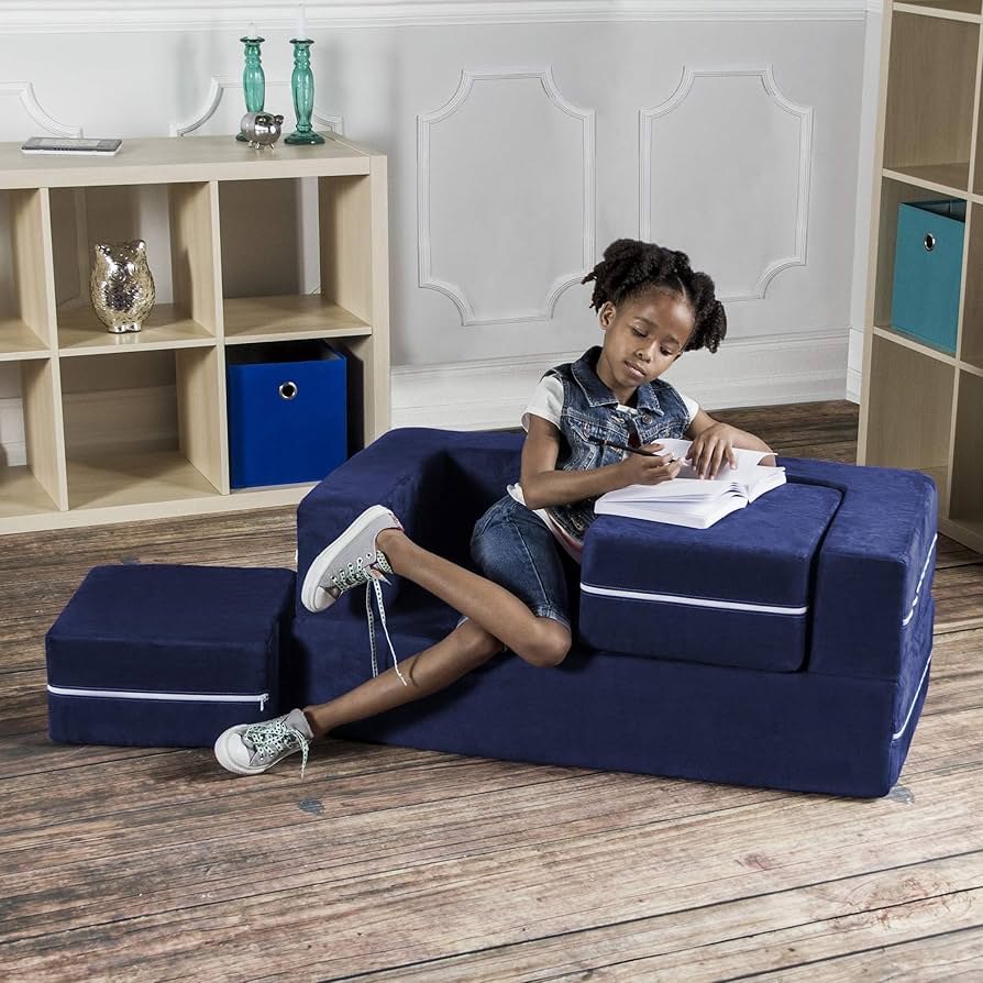 Jaxx Zipline Modular Loveseat & Ottoman Navy