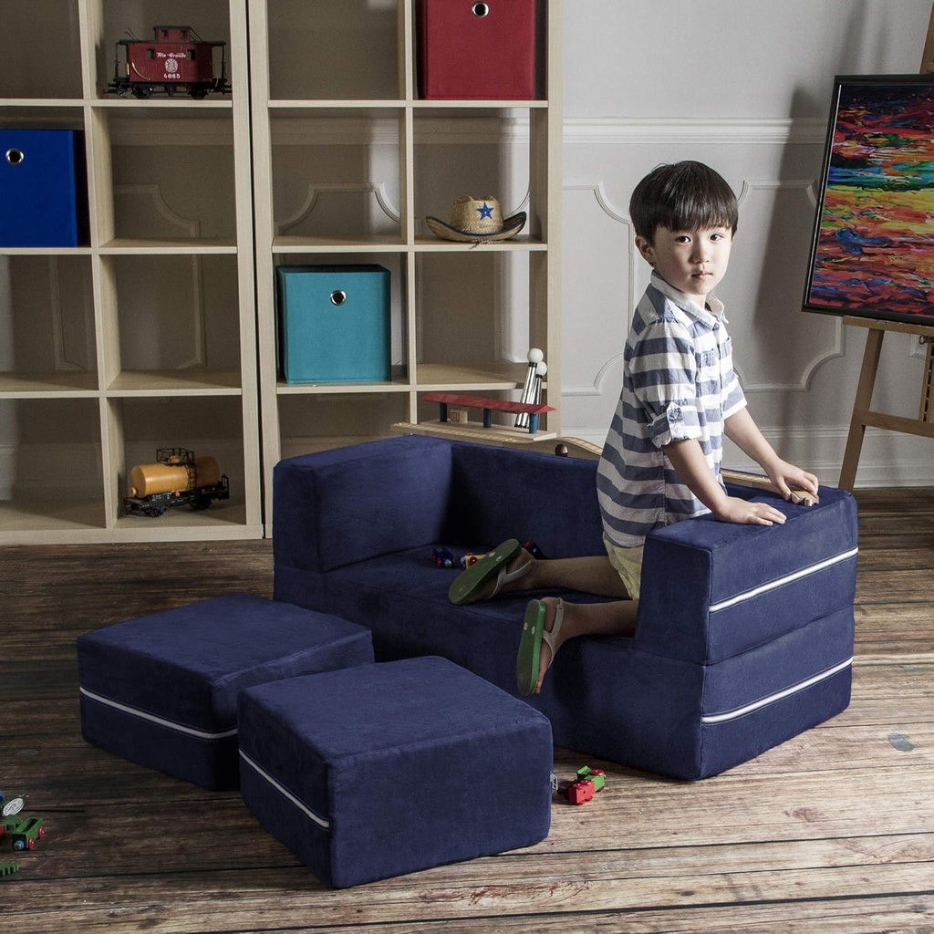 Jaxx Zipline Modular Loveseat & Ottoman Navy